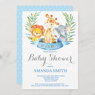 Safari Oerwoud Animals Boy Baby shower Invitation Kaart