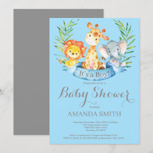 Safari Oerwoud Animals Boy Baby shower Invitation Kaart