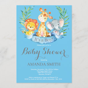 Safari Oerwoud Animals Boy Baby shower Invitation Kaart