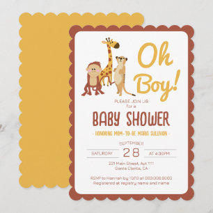 Safari Oerwoud Animals Oh Boy Baby shower Kaart