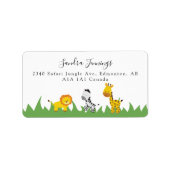 Safari Oerwoud Animals Script Cute Baby shower Etiket (Voorkant)