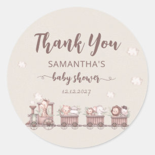 Safari Oerwoud Animals Train Baby shower Dank u Ronde Sticker