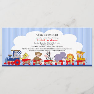 Safari Oerwoud Animals Train Baby shower Invitatio Kaart
