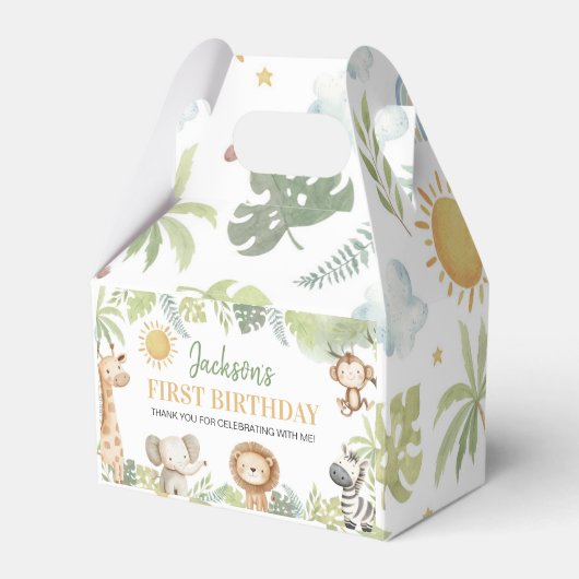 Safari Oerwoud Animals Verjaardag Favoriet Box Bedankdoosjes (Voorkant Zijde)