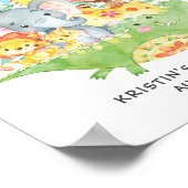 Safari Oerwoud Animals Welkom Baby shower Poster (Hoek)