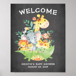 Safari Oerwoud Animals Welkom Baby shower Poster