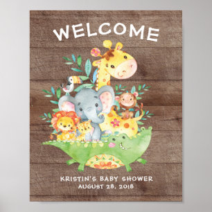 Safari Oerwoud Animals Welkom Baby shower Poster