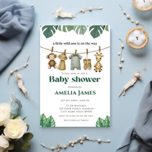 Safari Oerwoud Animals Wild One Boy Baby shower Kaart