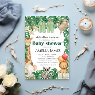 Safari Oerwoud Animals Wild One Boy Baby shower Kaart