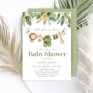 Safari Oerwoud Animals Wild One Boy Baby shower Kaart