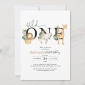 Safari Oerwoud Animals Wild One First Birthday Kaart (Voorkant)