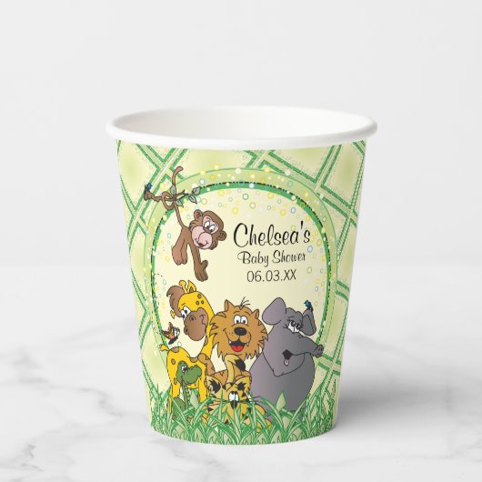 Safari Oerwoud Baby Animal Baby shower Papieren Bekers (Achterkant)