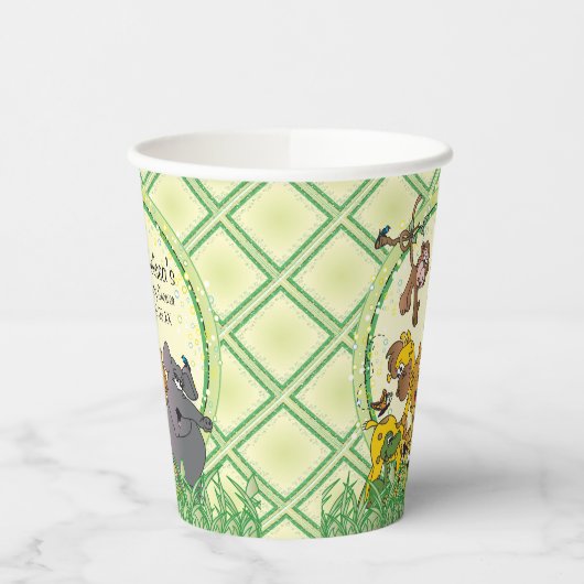 Safari Oerwoud Baby Animal Baby shower Papieren Bekers (Links)
