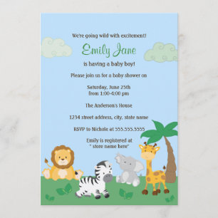 Safari Oerwoud Baby Boy Shower Invitation Kaart