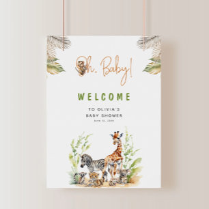 Safari Oerwoud Baby Dieren Baby shower Welkom Poster