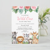 Safari Oerwoud Baby Meisje Douche Tropisch Kaart (Staand voorkant)