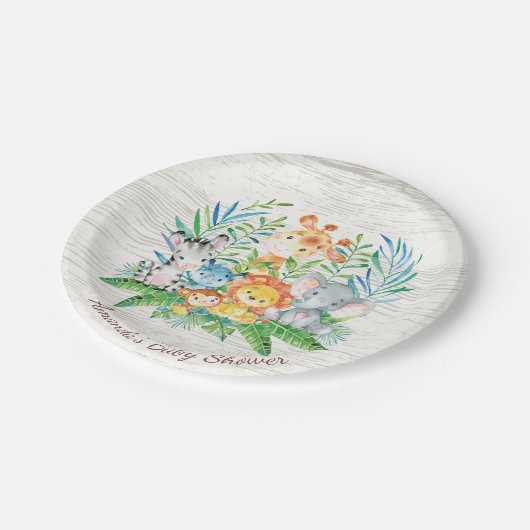 Safari Oerwoud Baby shower 7" Bord (Gekanteld)