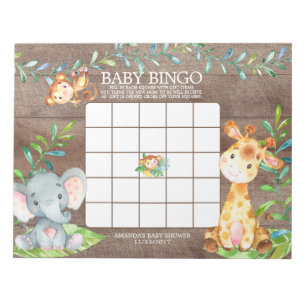 Safari Oerwoud Baby shower Bingo Game Notitieblok