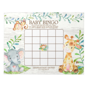 Safari Oerwoud Baby shower Bingo Game Notitieblok