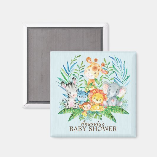 Safari Oerwoud Baby shower Favor Magnet Magneet (Voorkant / Achterkant)