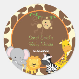 Safari Oerwoud Baby shower Favor Tags Stickers
