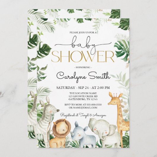 Safari OERWOUD Baby shower Kaart (Voorkant / Achterkant)