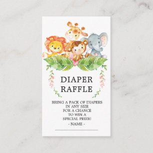 Safari Oerwoud Baby shower Luier Raffle Ticket Informatiekaartje