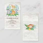 Safari Oerwoud Baby shower Luier Raffle Ticket Informatiekaartje (Voorkant / Achterkant)