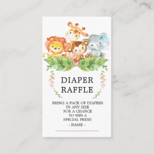 Safari Oerwoud Baby shower Luier Raffle Ticket Informatiekaartje