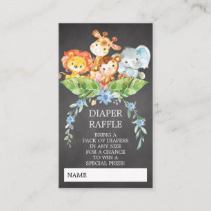 Safari Oerwoud Baby shower Luier Raffle Ticket Informatiekaartje