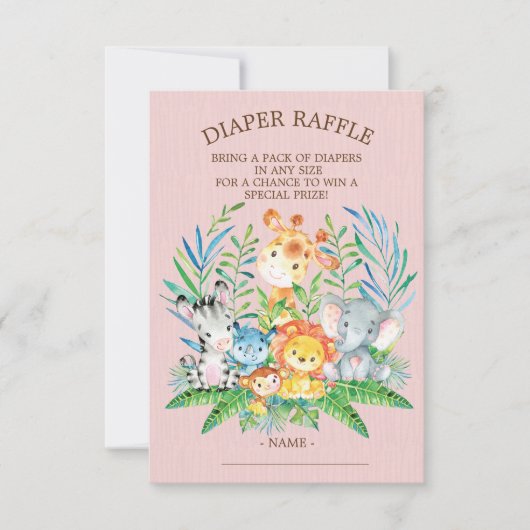 Safari Oerwoud Baby shower Luier Raffle Ticket Kaart (Voorkant)