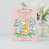 Safari Oerwoud Baby shower Luier Raffle Ticket Kaart (Staand voorkant)