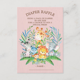 Safari Oerwoud Baby shower Luier Raffle Ticket Kaart
