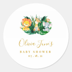Safari Oerwoud Baby shower Ronde Sticker