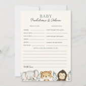 Safari Oerwoud Baby shower voorspelling spel Kaart (Voorkant)