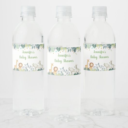 Safari Oerwoud Baby shower Waterfles Etiket (Flessen)