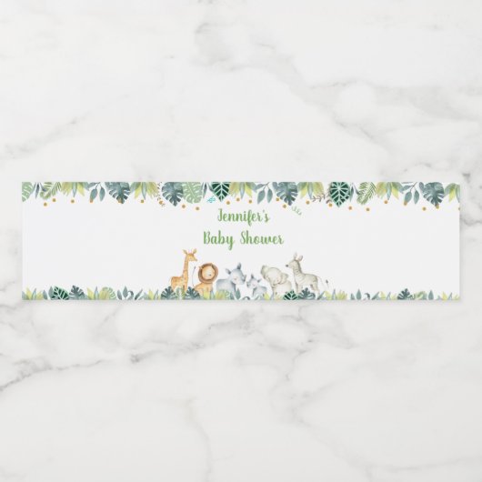 Safari Oerwoud Baby shower Waterfles Etiket (Enkel label)