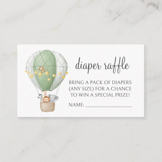 Safari Oerwoud Boho Baby shower Luier Raffle Kaart (Voorkant)
