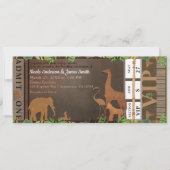 Safari Oerwoud Brown Animals Wedding Ticket Kaart (Voorkant)