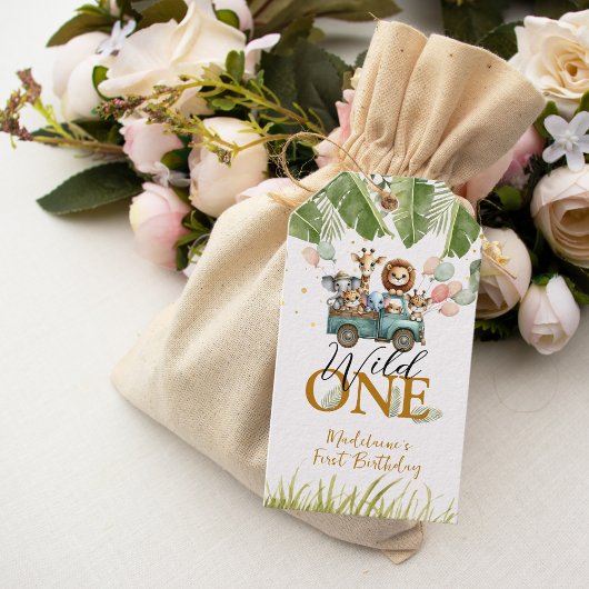 Safari Oerwoud Dank u Wild Een 1e Verjaardag Cadeaulabel