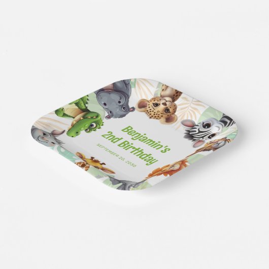 Safari Oerwoud Dier Theme Kind 2e Verjaardag Papieren Bordje (Gebogen)