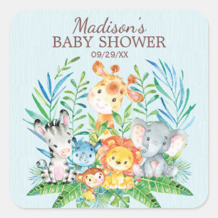 Safari Oerwoud Dieren Baby shower Favor Sticker