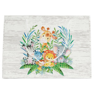 safari Oerwoud Dieren Baby shower Gift Bag Large Cadeautasje