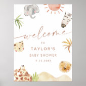 SAFARI Oerwoud Dieren Baby shower Welkom Poster (Voorkant)