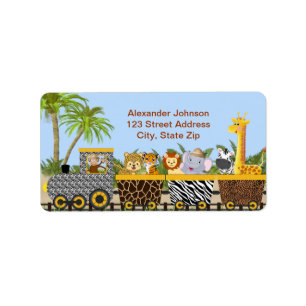 Safari Oerwoud Dieren in Train Address Label