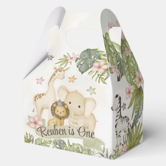 Safari Oerwoud Dieren Thema Party Box Bedankdoosjes (Voorkant)