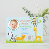 Safari Oerwoud dierentuin Birthday-uitnodigingen Kaart (Staand voorkant)