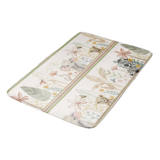 Safari Oerwoud Foliage Lion Zebra Elephant Baby Bo Badmat (Gekanteld)