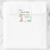 Safari Oerwoud Giraffe Bedankt 1e verjaardagsfeest Vierkante Sticker (Tas)