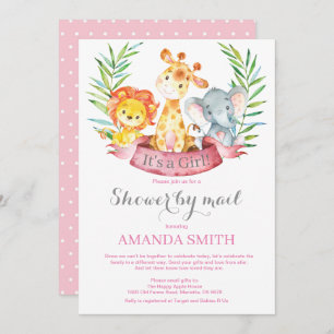 Safari Oerwoud Girl-Baby shower per post Kaart